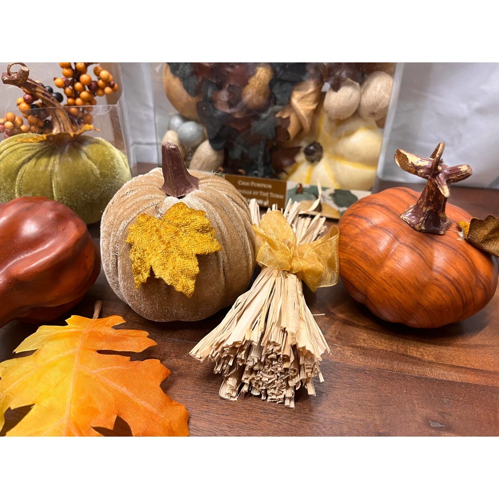 Fall decor Velvet wrapped gourdes, leaves, potpourri. Perfect gift idea!